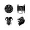 Jewish religious symbols black glyph icons set on white space