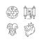 Jewish religious symbols linear icons set