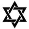 Jewish star of David. Black six-pointed star on a white background.