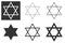 Jewish Star of David Six pointed star in black color with vector icon isolated on white background