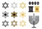 Jewish stars, religious icon set,