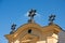 Jewish stars on the roof with cornice