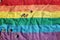 Jewish stones lie on the rainbow flag in the Buchenwald concentration camp.