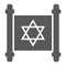 Jewish torah glyph icon, israel and paper, scroll sign, vector graphics, a solid pattern on a white background.