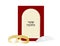 Jewish wedding vector illustration. Two gold rings, kippah and ktubah