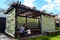 Jewish woman and child visiting their family Sukkah