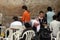 Jewish women pray at the western wall in Jerusalem