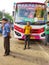 Jhargram, West Bengal, India - May 05, 2018: People are waiting for bus at the Jhargram bus stop. a bus was also waiting for