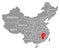 Jiangxi red highlighted in map of China