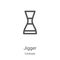 jigger icon vector from cocktails collection. Thin line jigger outline icon vector illustration. Linear symbol for use on web and