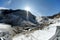 Jigokudani valley, active volcano in winter snow at Noboribetsu, Japan