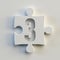 Jigsaw font 3d rendering, puzzle piece number 3