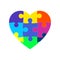 Jigsaw heart pieces with many colors. icon for apps and websites vector