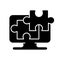 Jigsaw online black glyph icon