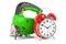 Jigsaw power with alarm clock, 3D rendering