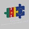 Jigsaw puzzle 3D of Cameroon flag and EU flag with text: Friendship Cameroon & Europe union. Concept of Friendly between both