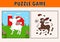 Jigsaw puzzle game with cute donkey animal