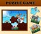 Jigsaw puzzle game with happy easter bunnies