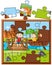 Jigsaw puzzle game with kids at park
