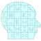 Jigsaw puzzle human head, blue background