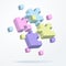 Jigsaw puzzle isplated concept. Tiling puzzle flying in the air. Colorful pastel Puzzles parts. 3d render object in