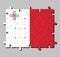 Jigsaw puzzle of Malta flag in white and red with the representation of the George Cross edged.