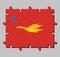 Jigsaw puzzle of New Mon State Party flag, Flag of the golden drake flying on red to star.