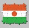 Jigsaw puzzle of Niger flag in orange white and green; charged with an orange circle in the centre.