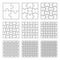 Jigsaw puzzle nine vector flat blank templates set