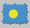 Jigsaw puzzle of Palau flag in light blue field with the large yellow disk shifted slightly to the hoist-side of center.