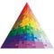 Jigsaw puzzle shape of a triangle, colors