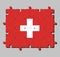 Jigsaw puzzle of Switzerland flag in consists of a red flag with a white cross in the centre.