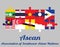 Jigsaw puzzle of ten countries member flag of Asean with text: Association of Southeast Asian Nations.
