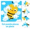 Jigsaw puzzle for toddlers. Match pieces and complete picture of cute bee. Educational game for children and kids