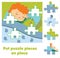 Jigsaw puzzle for toddlers. Match pieces and complete picture. Sleeping boy. Educational game for children and kids.