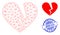 Jihad Distress Stamp and Web Net Broken Love Heart Vector Icon