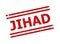 JIHAD Red Grunge Badge with Double Lines