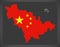 Jilin China map with Chinese national flag illustration