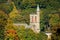 Jim Thorpe, Pennsylvania, U.S - October 17, 2020 - The view of the tower of St Mark`s Episcopal Church overlooking the striking