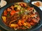 Jimdak koreanâ€‹ food, noodle andâ€‹ vetgetable.