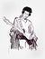 Jimi Hendrix american singer guitar player black vector illustration sketch style