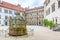JINDRICHUV HRADEC, CZECH REPUBLIC - 27 JULY, 2019: Great arcades - white renaissance archs on Third Courtyard with