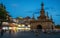 Jingang Pagoda and people houses and blue sky at dusk in Guandu ancient town Kunming Yunnan China