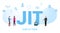 Jit just in time concept with big word or text and team people with modern flat style - vector