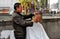 Jiu Chi Town, CH: Barber Giving Haircut