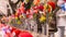 Jizo Japanese sculptures at Zojoji Temple in spring time at Tokyo Japan