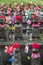 Jizo statues at Shiba park in Tokyo