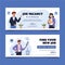 Job fair hand drawn flat banner set