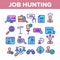 Job Hunting Color Elements Icons Set Vector