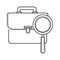 Job hunting symbol, magnifying glass and portfolio briefcase